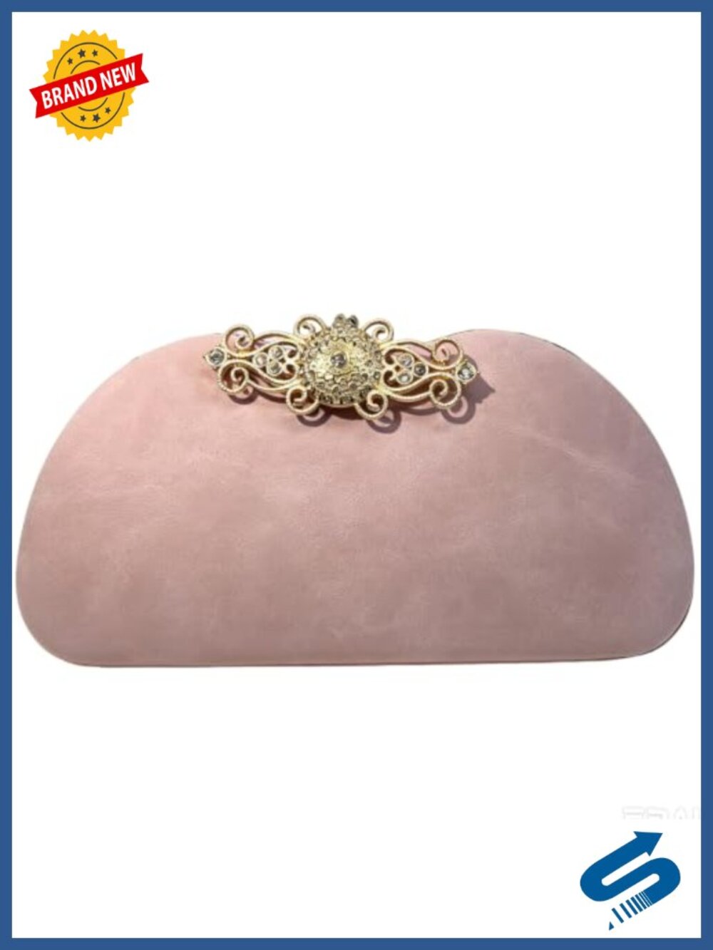 Rhinestone Clasp Clutch PU Evening Bag with Chain Strap